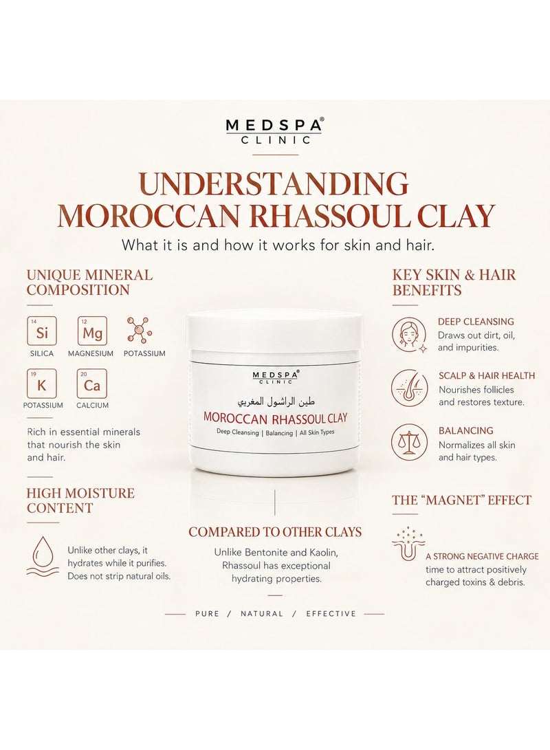 MedspaClinic 100% Natural Moroccan Rhassoul Mineral Clay for Face, Hair & Body - Image 3