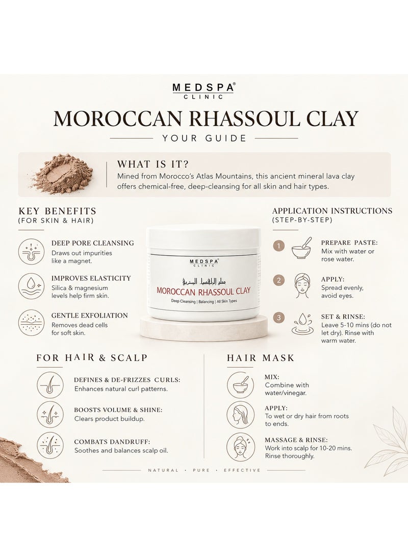 MedspaClinic 100% Natural Moroccan Rhassoul Mineral Clay for Face, Hair & Body - Image 4