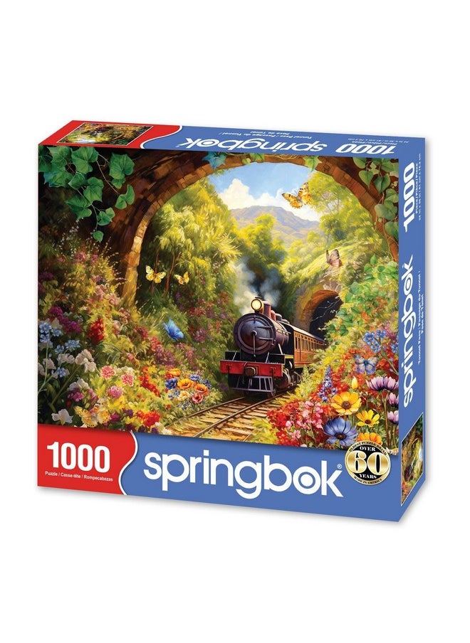 سبرينغبوك لغز الصور المقطوعة المكون من 1000 قطعة من Springbok's Tunnel Pass للبالغين من تصميم الفنانة كاتورينا كريهان - يتميز بمحرك قطار بخاري يخرج من نفق - صنع في الولايات المتحدة الأمريكية  - Image 2