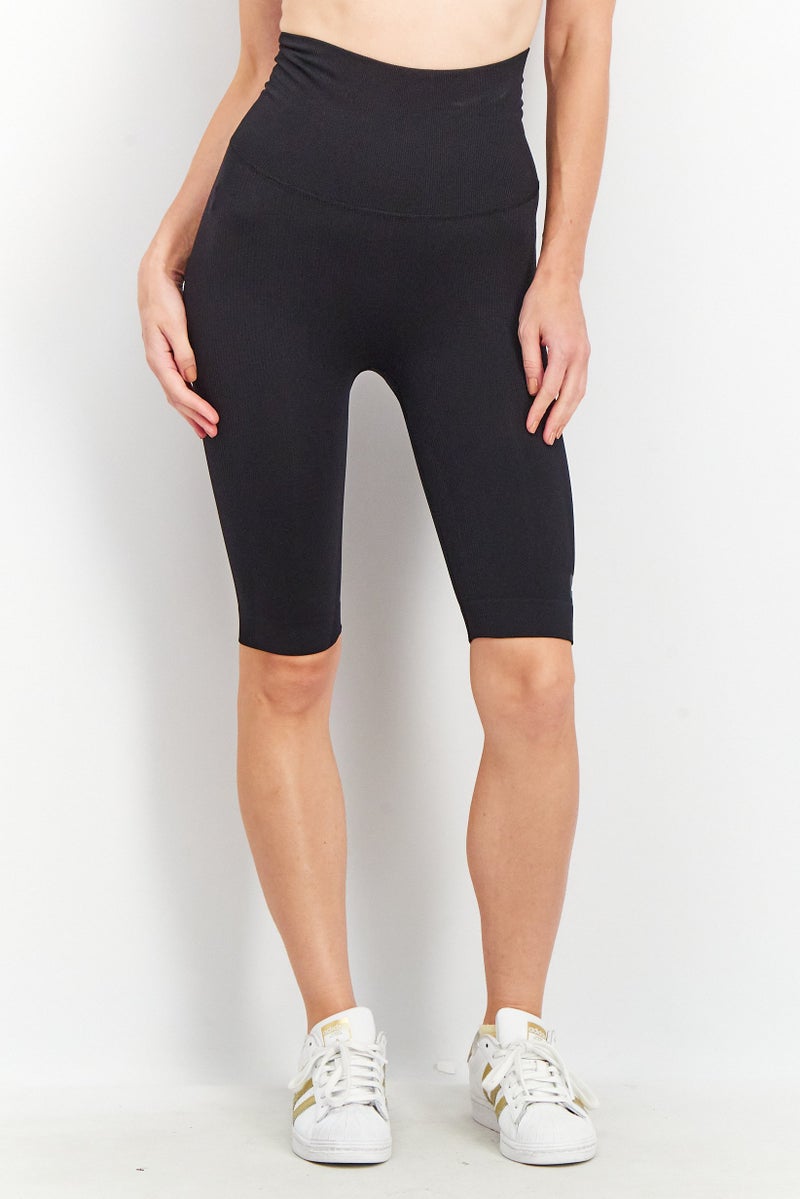 Adidas Women Sportswear Fit High Rise Biker Shorts, Black  - Image 1