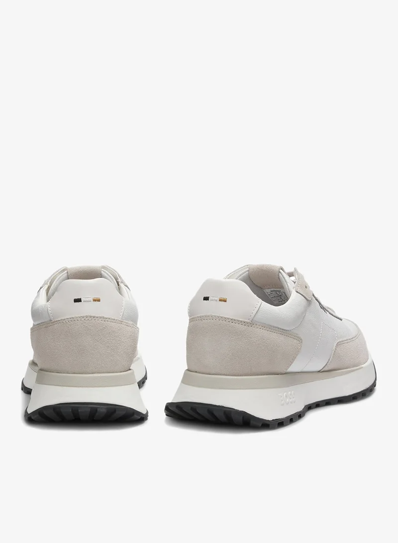 BOSS Leather trainers with side-panel logo