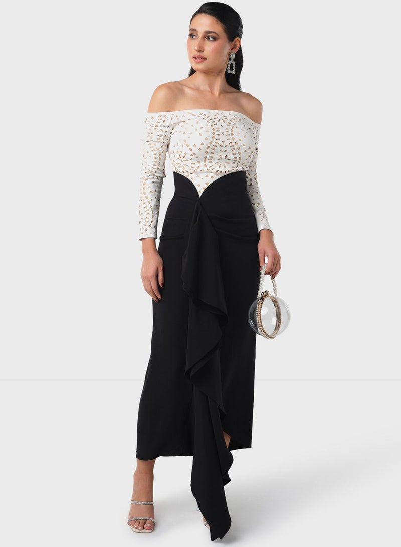 Threadz by Ajooni Off-Shoulder Ruffle Dress - Image 1