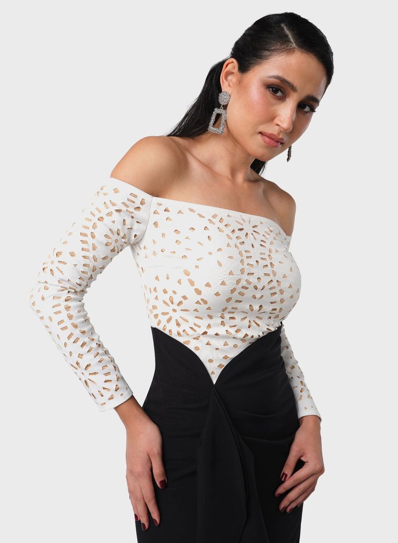 Threadz by Ajooni Off-Shoulder Ruffle Dress - Image 3