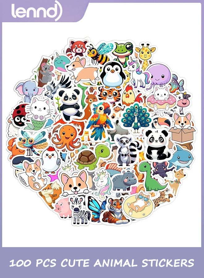 LENND 100 PCS Water Animal Stickers for Kids,Waterproof Vinyl Animal Stickers for Kids,Skateboard,Laptop Stickers for Girls Boys Classroom Prizes - Image 1