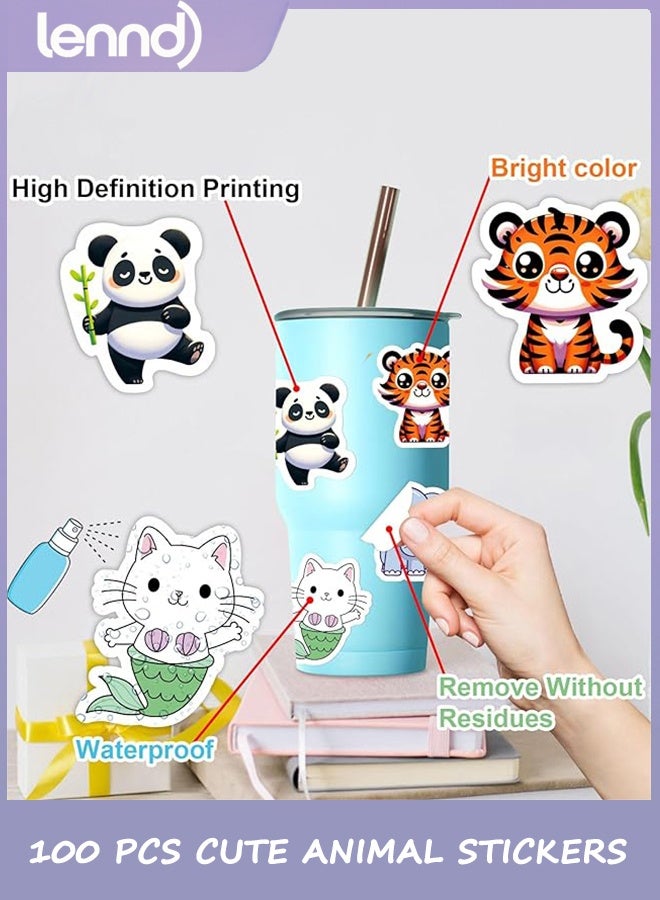 LENND 100 PCS Water Animal Stickers for Kids,Waterproof Vinyl Animal Stickers for Kids,Skateboard,Laptop Stickers for Girls Boys Classroom Prizes - Image 2