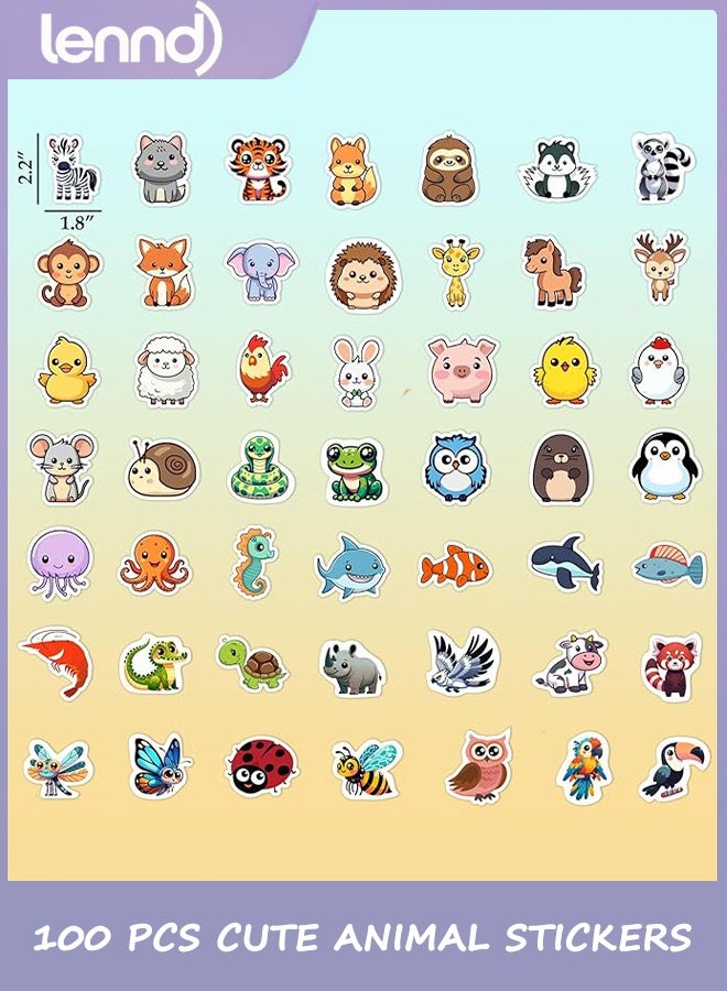LENND 100 PCS Water Animal Stickers for Kids,Waterproof Vinyl Animal Stickers for Kids,Skateboard,Laptop Stickers for Girls Boys Classroom Prizes - Image 5