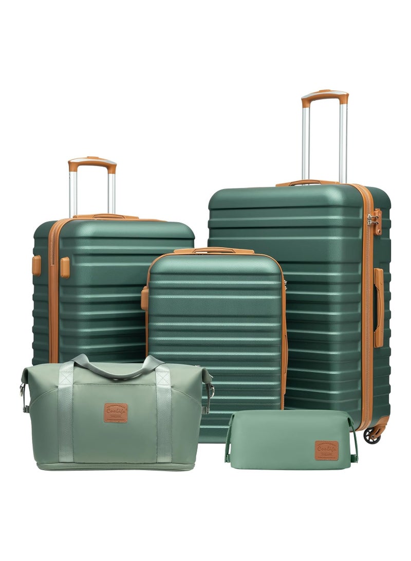 Coollife 5-Piece Travel Bags with TSA Approved Lock, Lightweight Hard Shell Luggage Suitcase Set - Image 1