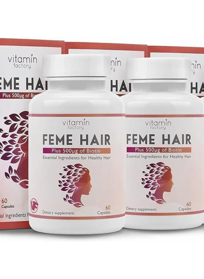 Vitamin Factory Feme Hair Growth Supplement – Advanced Formula with Biotin, Iron, Zinc & Amino Acids for Stronger, Thicker Hair & Nourished Scalp – 1-Month Supply - Image 4