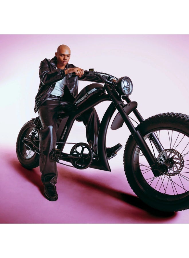 Flight Risk FR666 Electric Bike in Black with 1500W Max Power Output, 4-Piston Tektro Hydraulic Disc Brakes, and 20" Rear & 24" Front Tyres, Harley-Inspired Design - Image 5