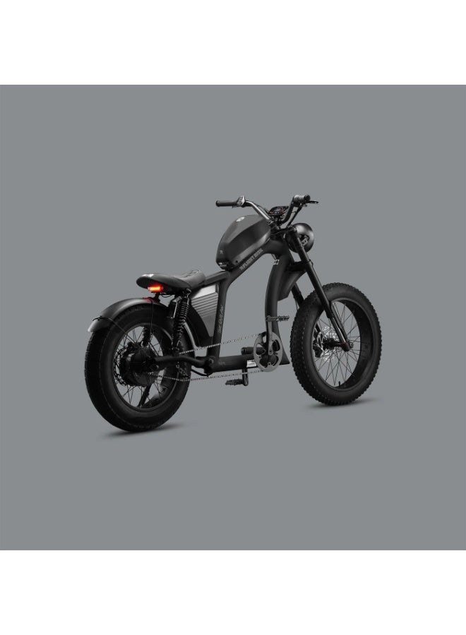 Flight Risk FR666 Electric Bike in Black with 1500W Max Power Output, 4-Piston Tektro Hydraulic Disc Brakes, and 20" Rear & 24" Front Tyres, Harley-Inspired Design - Image 2