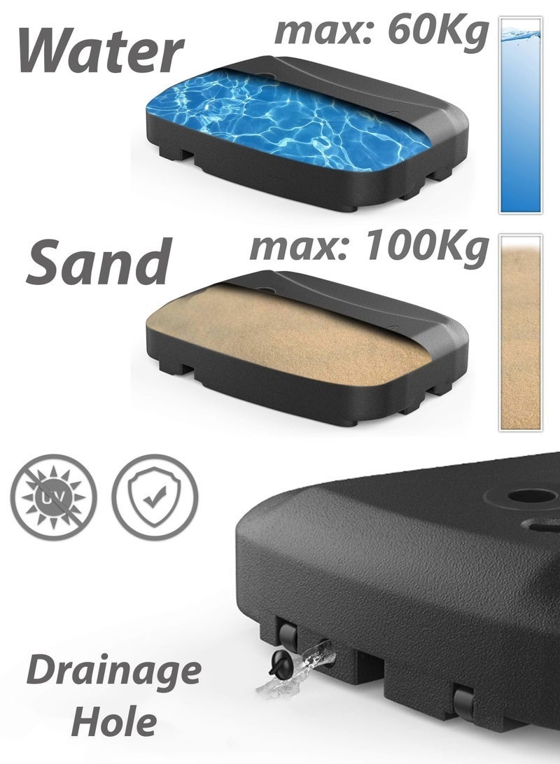 Toshionics 3M Round Cantilever Parasol Patio Umbrella with 60L Water Filled Base Crank Handle Adjustable Tilt Angle and Height Offset Hanging Sun Shade Banana Umbrella UV And Water Resistant 210g Polyester Canopy Rust-Resistant Steel Frame 360° Rotation and Portable Wheels for Outdoor Yard Garden Swimming Pool Camping or Patio - Image 5