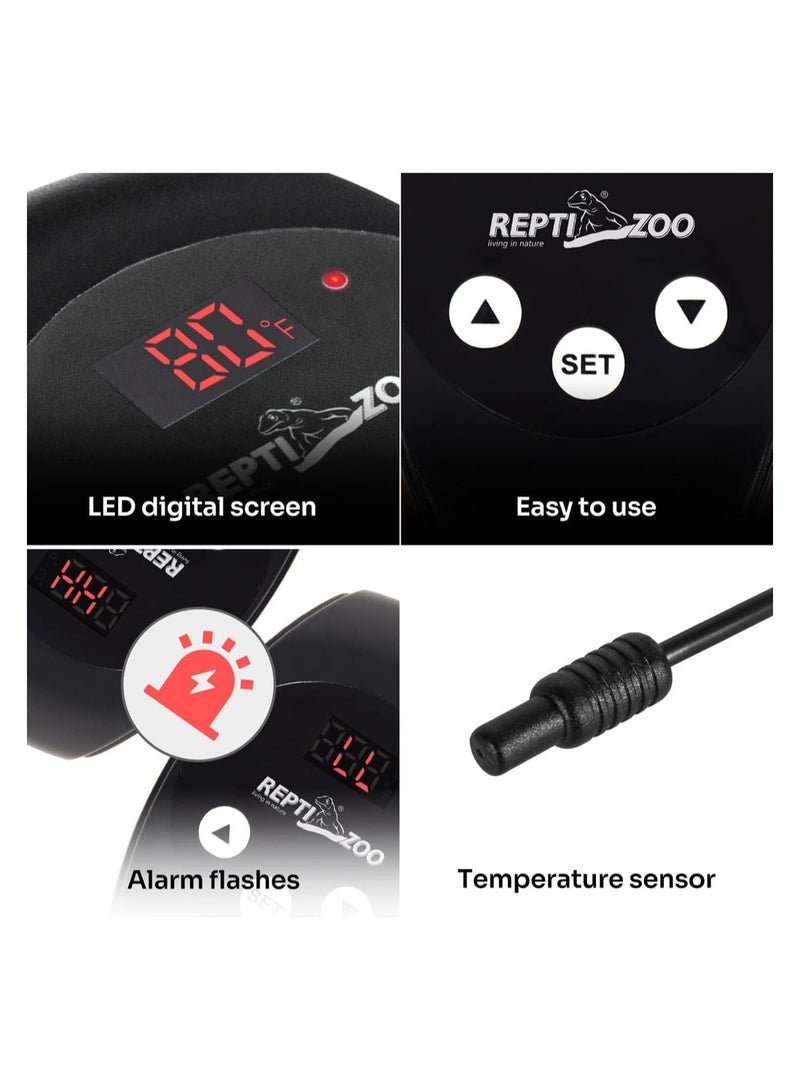 REPTIZOO REPTIZOO Reptile Light Fixture with Dimming Thermostat, 5.5 Inch Deep Dome Lamp Fixture with Reptile Heat Lamp Bulb Temperature Controller Max 100W  - Image 4