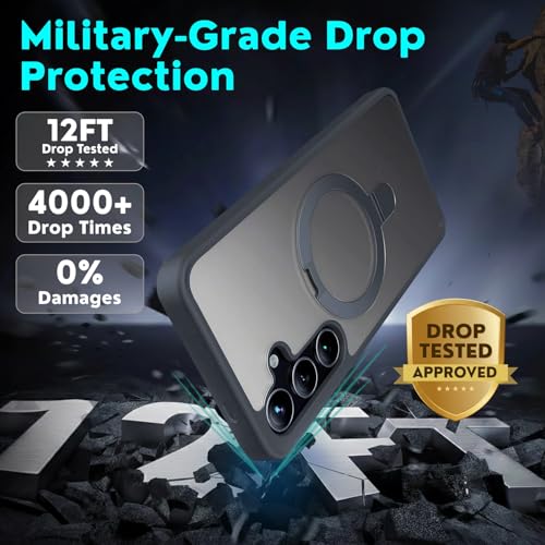 AIBEX Back Cover Compatible for Samsung S24+ with OStand Ring Kickstand | Mag-Saf Compatible Magnetic Metal Alloy Ring | Wireless Charging | Slim Thin Scratch Resistant Armor | Shockproof - Grey - Image 2
