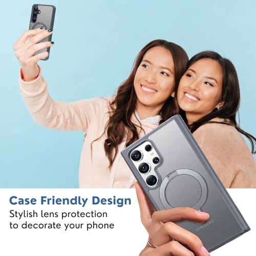AIBEX Back Cover Compatible for Samsung S24+ with OStand Ring Kickstand | Mag-Saf Compatible Magnetic Metal Alloy Ring | Wireless Charging | Slim Thin Scratch Resistant Armor | Shockproof - Grey - Image 5