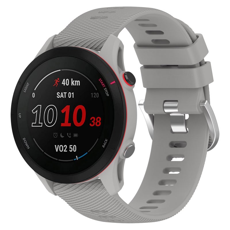 S-TOP For Garmin Forerunner255S 18mm Cross Textured Silicone Watch Band(Light Grey) - Image 1