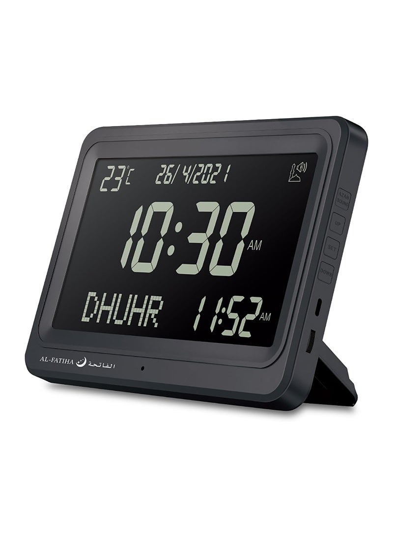 الفاتحة ساعة أذان مع 8 أصوات أذان، متعددة اللغات، تقويم، شاشة LED لصلاة المسلمين، المنزل، المكتب، ديكور المسجد (أسود) - Image 5