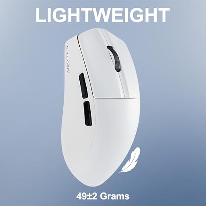 E-YOOSO WIRELESS GAMING MOUSE, 49G SUPERLIGHT, BLUETOOTH 5.1/2.4G/WIRED, 26,000 DPI, 5 PROGRAMMABLE BUTTONS, 150 HR RECHARGEABLE BATTERY, SOFTWARE SUPPORT FOR PC, MAC, WHITE - Image 2