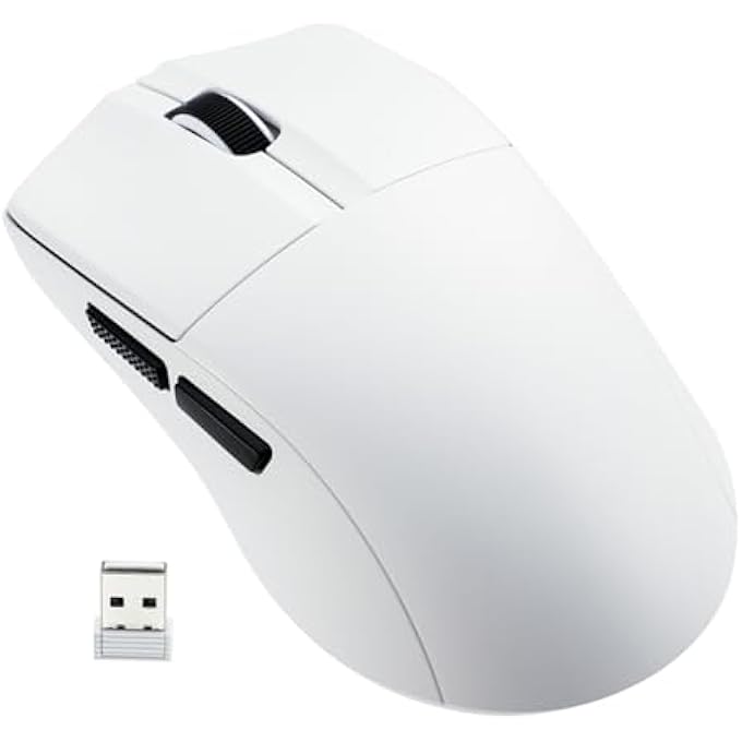 E-YOOSO WIRELESS GAMING MOUSE, 49G SUPERLIGHT, BLUETOOTH 5.1/2.4G/WIRED, 26,000 DPI, 5 PROGRAMMABLE BUTTONS, 150 HR RECHARGEABLE BATTERY, SOFTWARE SUPPORT FOR PC, MAC, WHITE - Image 1