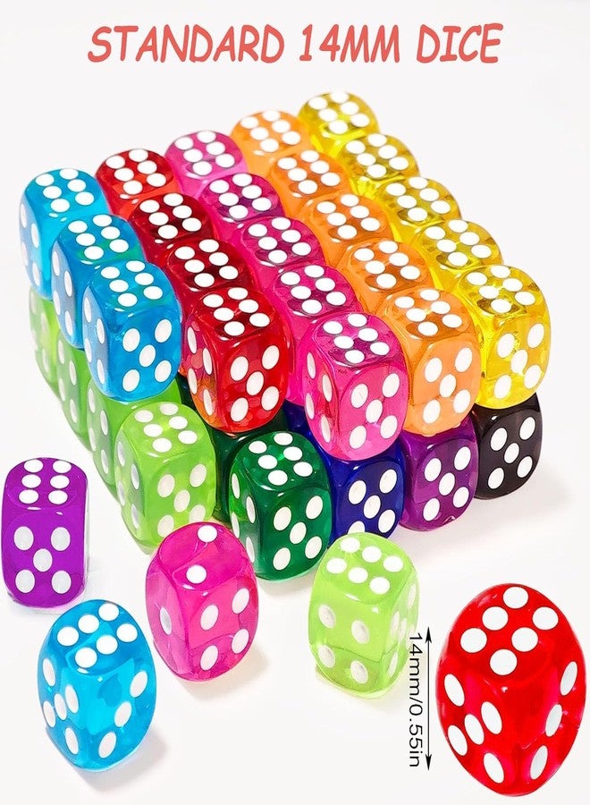 AIAG 50 Pieces Colored 6 Sided 14mm Dice with White Color Pips for Board Games, Teaching, Learning, Rolling, Group Event, 10 - Image 2