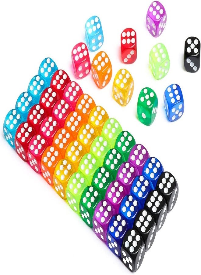 AIAG 50 Pieces Colored 6 Sided 14mm Dice with White Color Pips for Board Games, Teaching, Learning, Rolling, Group Event, 10 - Image 1
