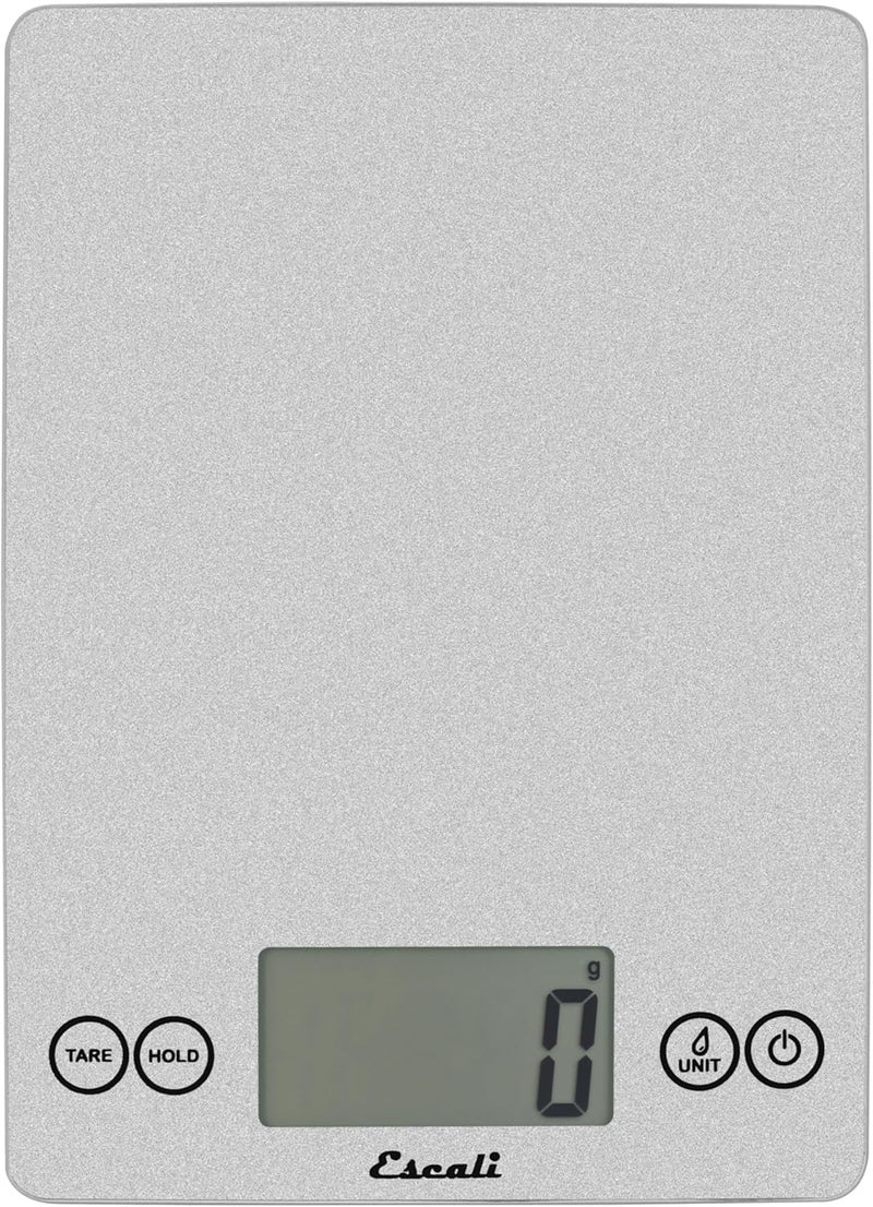 Escali Arti Glass Digital Food Scale with Nutrition and Calorie Counter - 15-Pound Capacity, Shiny Silver - Image 1