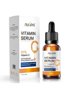 Organic Vitamin C Serum For Face 31% Vitamin C Facial Serum Anti Aging Serum Reduces Age Spots Face Dark Spots Sun Damage Skin Brightening Facial Serums With Hyaluronic Acid And Astaxanthin