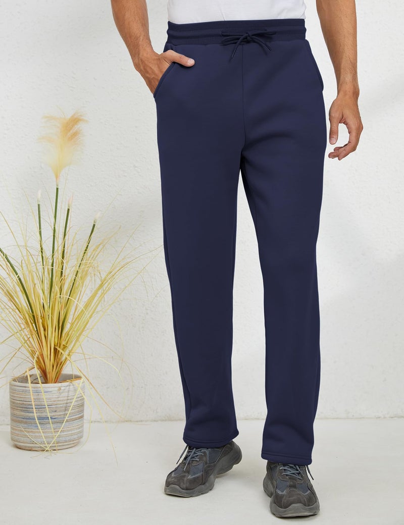 Gihuo Men's Winter Fleece Pants Sherpa Lined Sweatpants Straight Leg Active Running Sweat Pants Comfy Lounge Pants(2# Royal Blue, Large) - Image 4