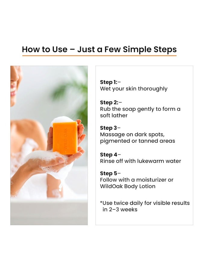 WILD OAK WildOak Brightening & DeTan Body Soap | Pack of 2 x 3 pcs | Cold Pressed Premium Soap for Gentle Exfoliation, Dark Spots & Pigmentation Repair with Kojic Acid, Alpha Arbutin, Niacinamide & Vitamin C - Image 2