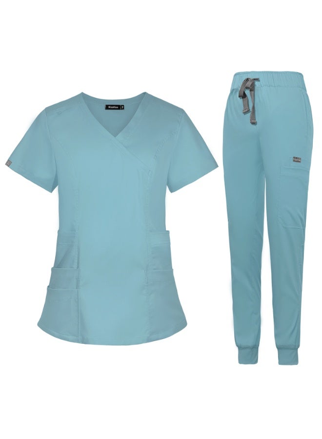 NIBEMINENT Medical Uniforms Surgical Uniforms Women Doctor Nurse Uniforms Straight Pant Scrubs Set Workwear Nursing Accessories - Image 1