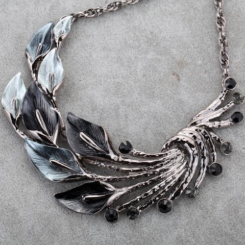 YAZILIND Ethnic Style Black Peacock Chunky Bib Earrings Necklace Jewelry Set Wedding Party - Image 4
