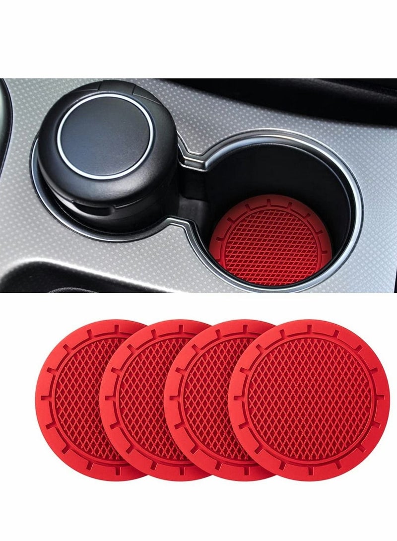 Captaintech Car Cup Holder Coaster, 4 Pack 2.75 Inch Diameter Non-Slip Universal Insert, Durable, Suitable for Most Interior, Accessory Women and Men (Red) - Image 1