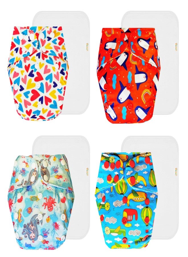 Dumbledo Premium Cloth Diaper with Cotton Insert (Pack of 4) | Snug Fit | 6-Layer Absorbent Pad | Easy to Clean | Worry-Free Diapering | 3 Months - 3 Years | Unisex Baby - Image 1