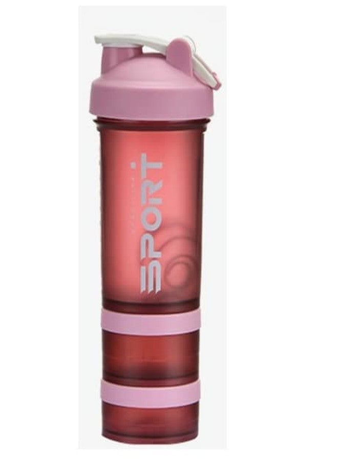 TEMSON Unbreakable Shaker Bottles - Gym Bottle, Tumbler with Container Set Leakproof Durable BPA-Free Non-Toxic Bottle for Office, Sports, School, Gym, Yoga (450 ML)(DB-3007) (Pink) - Image 1
