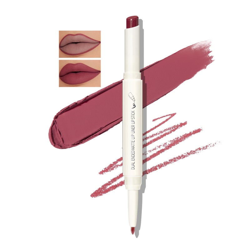 Boobeen Double-ended Lipstick Lip Liner Makeup Velvet Lipgloss Lipstick, Creamy Lip Pencil for Women Matte Long-lasting Matte Satin Finish, Nourishing and Non-fading - Image 1