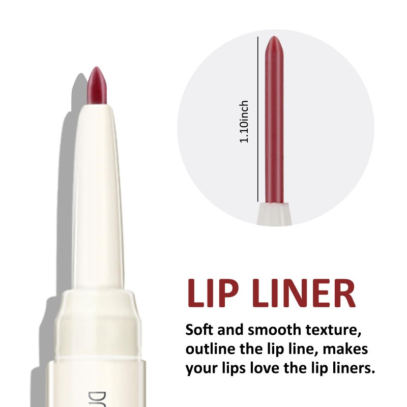 Boobeen Double-ended Lipstick Lip Liner Makeup Velvet Lipgloss Lipstick, Creamy Lip Pencil for Women Matte Long-lasting Matte Satin Finish, Nourishing and Non-fading - Image 2