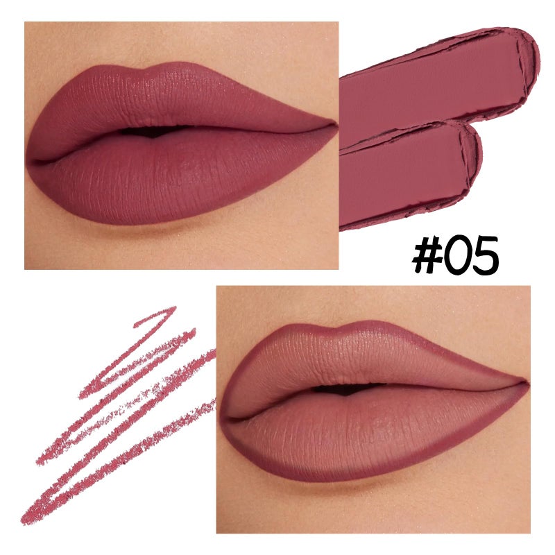 Boobeen Double-ended Lipstick Lip Liner Makeup Velvet Lipgloss Lipstick, Creamy Lip Pencil for Women Matte Long-lasting Matte Satin Finish, Nourishing and Non-fading - Image 5