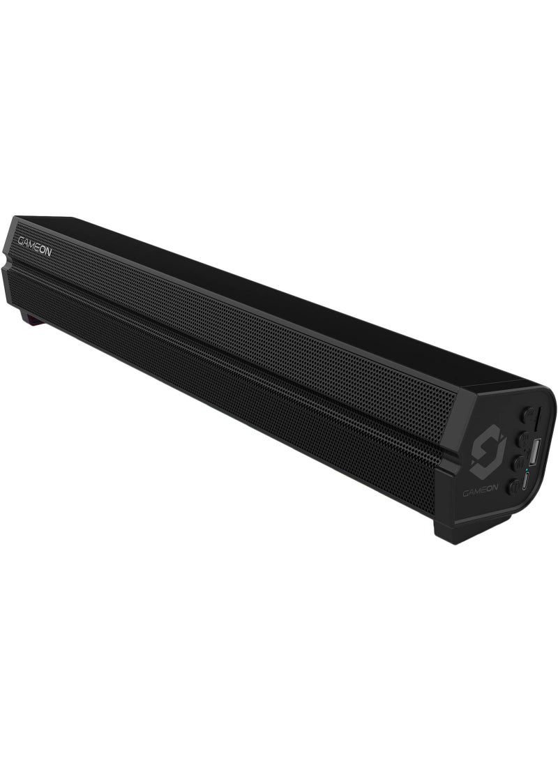 GAMEON Sonicstorm X Wireless Bluetooth 5.3 RGB Gaming Soundbar, 16W Dual Driver Speaker with TWS Mode, AUX/TF/USB Playback - Black - Image 3