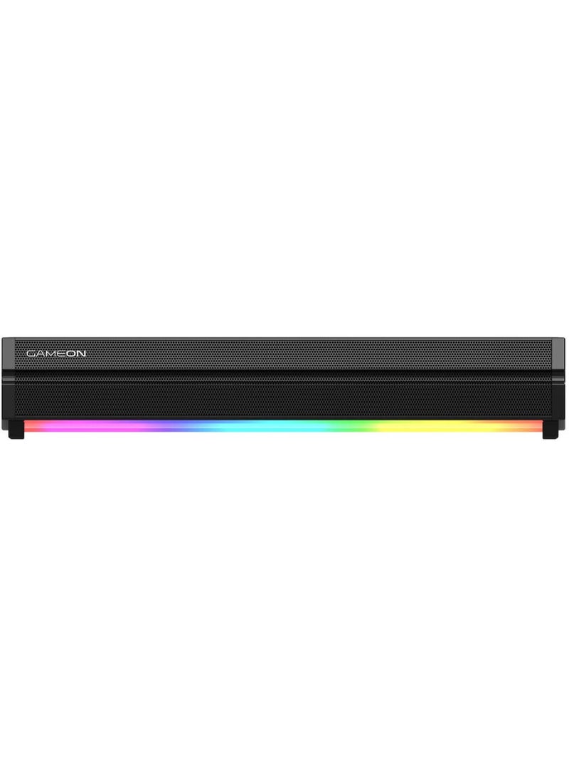 GAMEON Sonicstorm X Wireless Bluetooth 5.3 RGB Gaming Soundbar, 16W Dual Driver Speaker with TWS Mode, AUX/TF/USB Playback - Black - Image 2