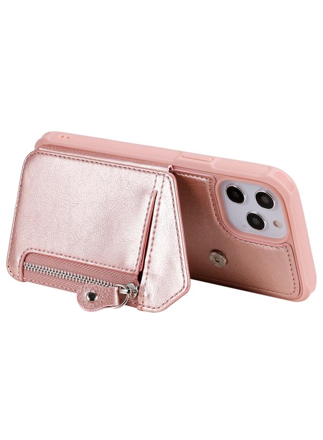 Zaboon Case For iPhone 12 Pro Max Zipper Double Buckle Shockproof Protective Case with Stand & Photo Holder & Wallet Function - Image 5