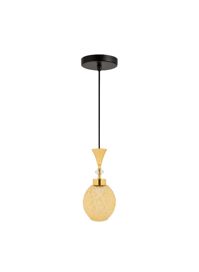 ALFRIDAY Modern Amber Glass Pendant Light, E27 Holder, Elegant Hanging Lamp - Image 1
