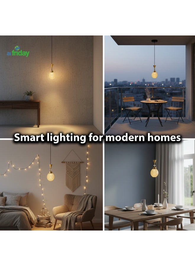 ALFRIDAY Modern Amber Glass Pendant Light, E27 Holder, Elegant Hanging Lamp - Image 2