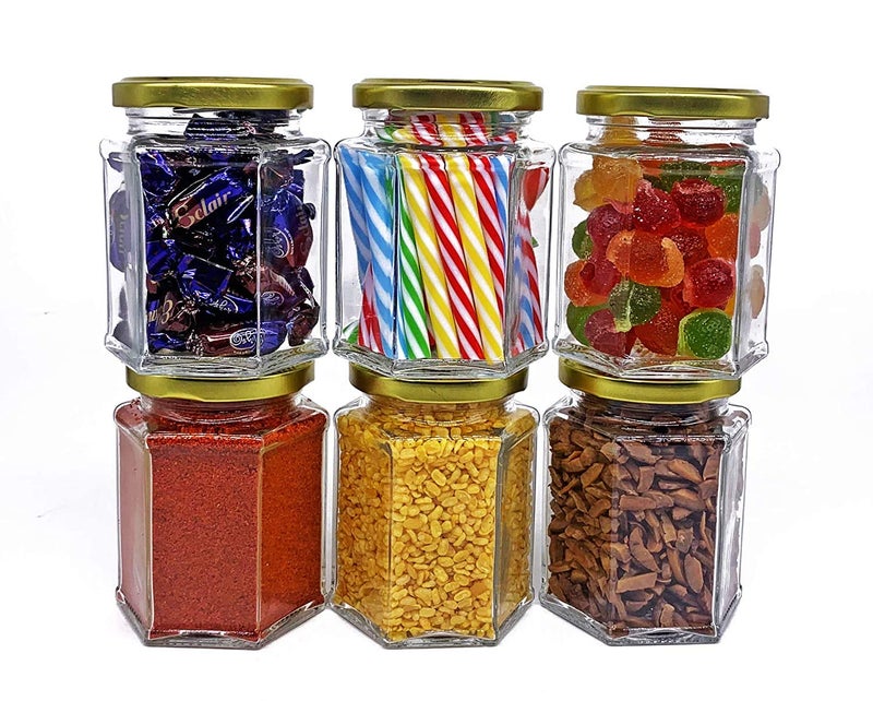 Cloudsell Hexagon Jars Gold Lid (12 pcs, 250 ml) Hexagon Glass Jars with Gold Lids for Jam Honey Jelly Wedding Favors Baby Shower Favors Baby Food DIY Magnetic Spice Jars Crafts Canning Jars - Image 4