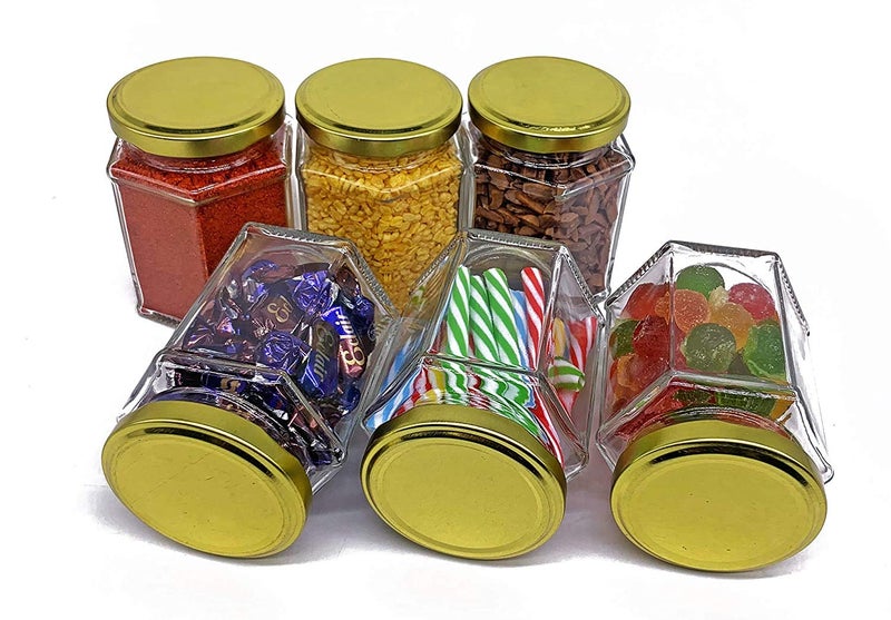 Cloudsell Hexagon Jars Gold Lid (12 pcs, 250 ml) Hexagon Glass Jars with Gold Lids for Jam Honey Jelly Wedding Favors Baby Shower Favors Baby Food DIY Magnetic Spice Jars Crafts Canning Jars - Image 5