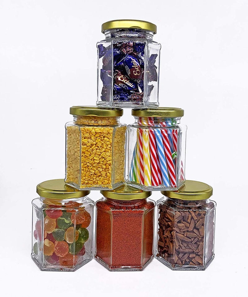 Cloudsell Hexagon Jars Gold Lid (12 pcs, 250 ml) Hexagon Glass Jars with Gold Lids for Jam Honey Jelly Wedding Favors Baby Shower Favors Baby Food DIY Magnetic Spice Jars Crafts Canning Jars - Image 2
