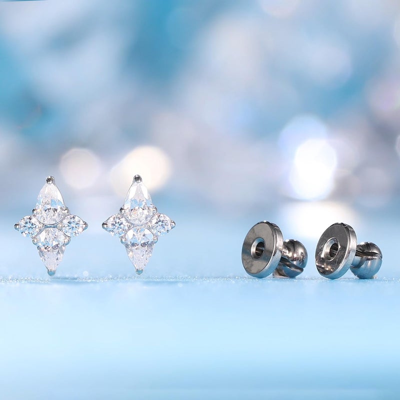 Limerencia F136 Pure Titanium Hypoallergenic Implant Grade Studs, G23 Small Dainty Cubic Zirconia Earrings for Women's Sensitive Ears - Image 2