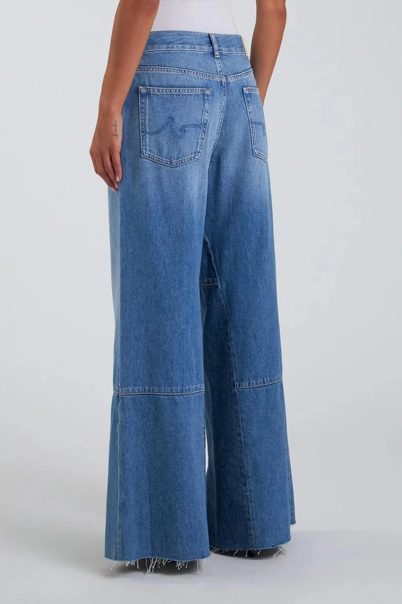 Ag Jeans Wide-Leg Denim Trouser with Split Jeans