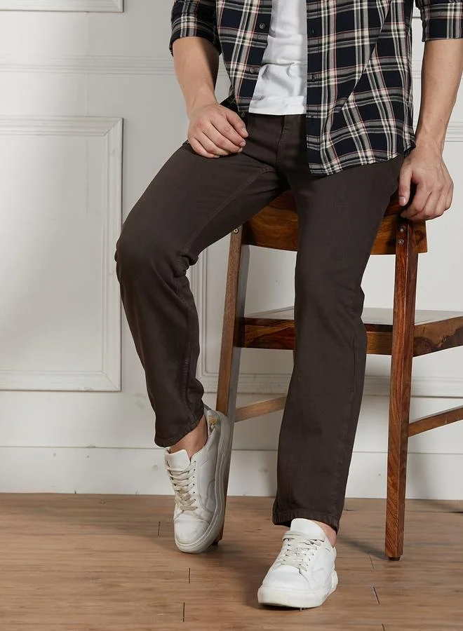 Dennis Lingo  Men's Brown Relaxed Fit Jeans - Casual and Versatile Wear for Men | Best Price UAE