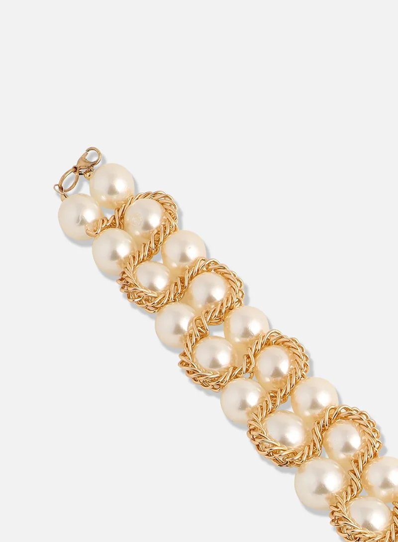 سوهي قلادة الحفلة من اللؤلؤ المطلي بالذهب