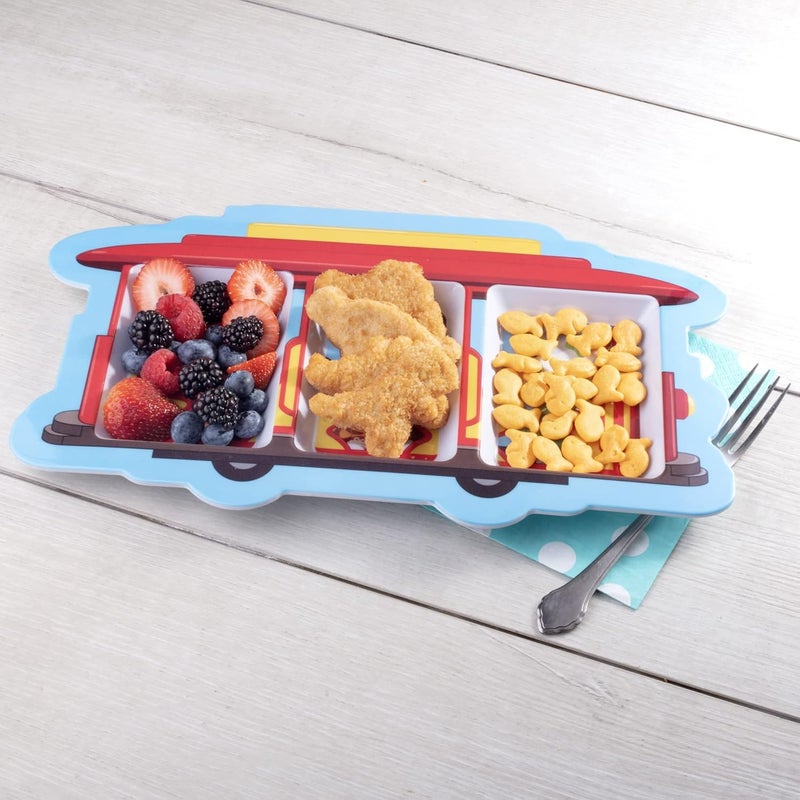 SCS Direct 2 Daniel Tiger Mealtime Feeding Plates Trolley Cute Compartment Dishes wDeep Sides for Kids Divided Sections for Healthy Eating Habits BPA Free Dishwasher Safe Durable  Break Resistant - Image 2
