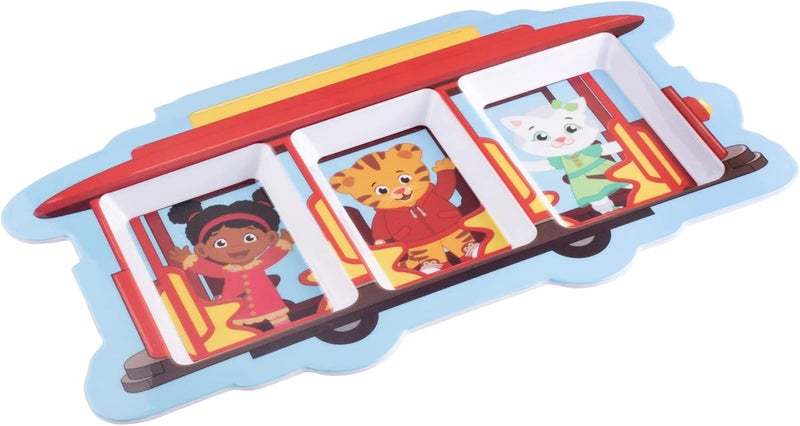 SCS Direct 2 Daniel Tiger Mealtime Feeding Plates Trolley Cute Compartment Dishes wDeep Sides for Kids Divided Sections for Healthy Eating Habits BPA Free Dishwasher Safe Durable  Break Resistant - Image 4